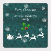 Aquamarines Etikett für Schlitten und Rentiere des (Design 1)