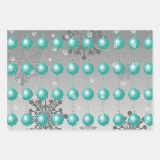 Aquamarines Extravagantes Weihnachtsschmuckpapier Geschenkpapier Set (Vorderseite)