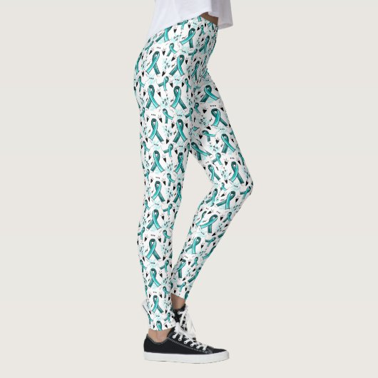 Aquamarines Farbenbewusstsein Nahtloses Muster Leggings (Rechts)