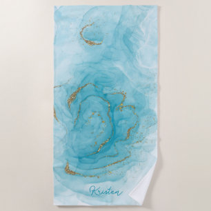 Aquamarines Farbmuster und Glitzer Muster Personal Strandtuch