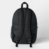 Aquamarines Filigree Navy Damask Muster Monogramm Bedruckter Rucksack (Rückseite)