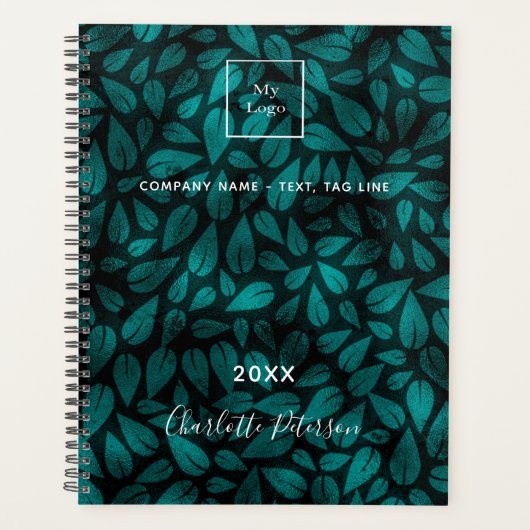 Aquamarines Firmenlogo für Blätter aus schwarzem B Planer (Vorderseite)