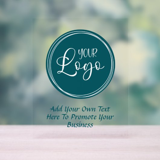 Aquamarines Firmenlogo mit Werbetext Acrylschild (Neutral)