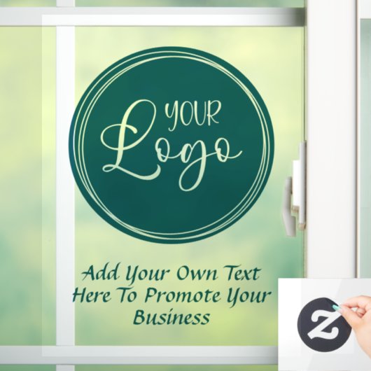 Aquamarines Firmenlogo mit Werbetext Fensteraufkleber (Zuhause)