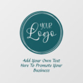 Aquamarines Firmenlogo mit Werbetext Fensteraufkleber (Blatt)