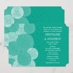 Aquamarines florales Chrysanthemum Hochzeitseinlad Einladung