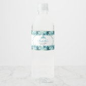 Aquamarines florales Quinceanera Wasserflasche Wasserflaschenetikett (Vorderseite)