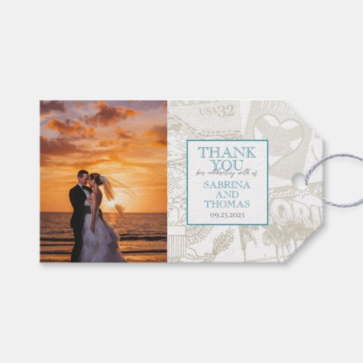 Aquamarines Florida Wedding Foto Geschenkanhänger (Vorderseite (Horizontal))
