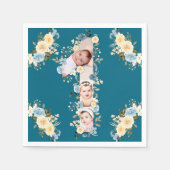 Aquamarines Foto Collage Blue Yellow Blume 1. Gebu Serviette (Vorderseite)