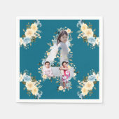 Aquamarines Foto Collage Blue Yellow Blume 4. Gebu Serviette (Vorderseite)