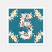 Aquamarines Foto Collage Blue Yellow Blume 5. Gebu Serviette (Vorderseite)