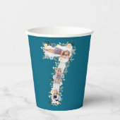 aquamarines Foto Collage Blue Yellow Blume 7. Gebu Pappbecher (Vorderseite)