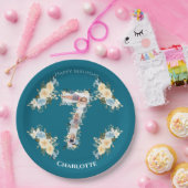 Aquamarines Foto Collage Blue Yellow Blume 7. Gebu Pappteller (Party)