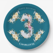 aquamarines Foto Collage Blue Yellow Blume Pappteller (Vorderseite)