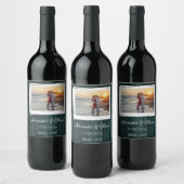 Aquamarines Foto Hochzeitswein Weinetikett (Flaschen)