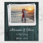 Aquamarines Foto Hochzeitswein Weinetikett (Einzelnes Label)