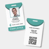 Aquamarines Foto ID QR Code Mitarbeiter Unternehme Ausweis (Vorder- & Rückseite)
