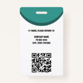 Aquamarines Foto ID QR Code Mitarbeiter Unternehme Ausweis (Rückseite)