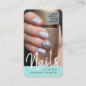 Aquamarines Foto mit modernem QR-Code  Visitenkarte (Vorderseite)