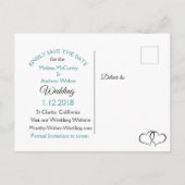 Aquamarines Foto Save the Date Ankündigungspostkarte (Rückseite)