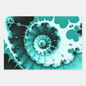 Aquamarines Fraktal Spiral Geschenkpapier Set (Vorderseite)