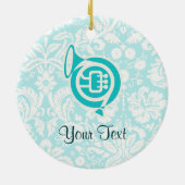 Aquamarines französisches Horn Keramikornament (Hinten)