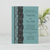 Aquamarines französisches Spitzenessen Probe Dinne Einladung (Stehend Vorderseite)