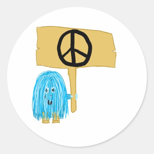 Aquamarines Friedenszeichen Runder Aufkleber (Vorderseite)