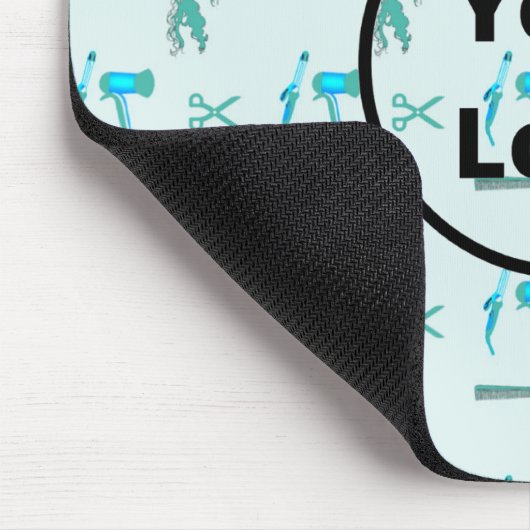 Aquamarines Friseurgeschäft Mousepad (Ecke)