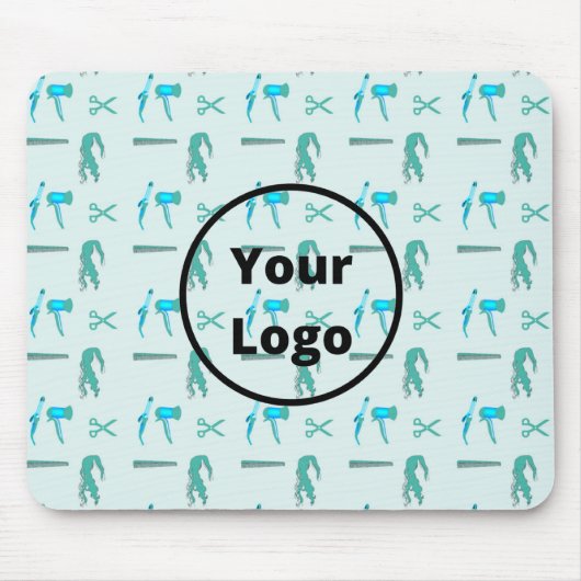 Aquamarines Friseurgeschäft Mousepad (Vorne)