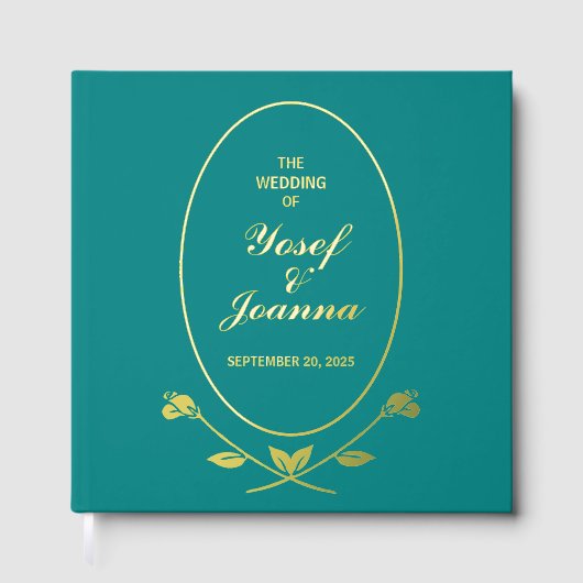 Aquamarines Gästebuch für Hochzeitspaare (Vorderseite)