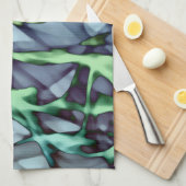 Aquamarines Gelbes Orange Rote Abstrakte Rote Kuns Geschirrtuch (Viertel Falte)