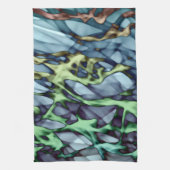 Aquamarines Gelbes Orange Rote Abstrakte Rote Kuns Geschirrtuch (Vertikal)