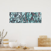 Aquamarines Gelbes Orange Rote Abstrakte Rote Kuns Poster (Küche)