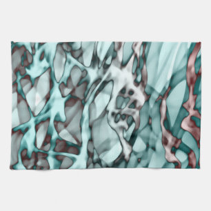 Aquamarines Gelbes Orange Rotes Abstraktes Rotes M Geschirrtuch