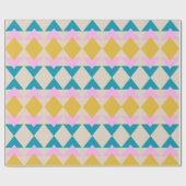 Aquamarines gelbes Rosa geometrisches Muster Nied Geschenkpapier (Flach)