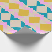 Aquamarines gelbes Rosa geometrisches Muster Nied Geschenkpapier (Ecke)