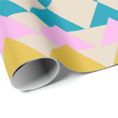 Aquamarines gelbes Rosa geometrisches Muster Nied Geschenkpapier (Rolleneckpunkt)