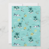 Aquamarines Gelbes tropisches Brautparty Einladung (Rückseite)