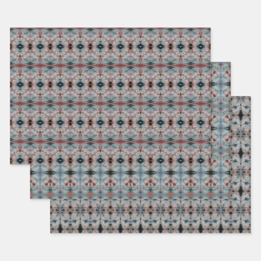 Aquamarines Gemustertes Blatt aus Burgund und Dunk (Set)