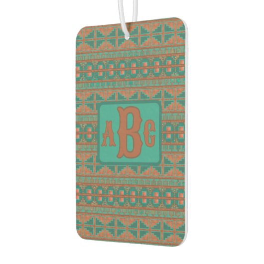 Aquamarines geometrisches Monogramm für das südwes Autolufterfrischer (Links)