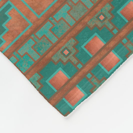 Aquamarines geometrisches Muster für Kupfer im Süd Fleecedecke (Ecke)