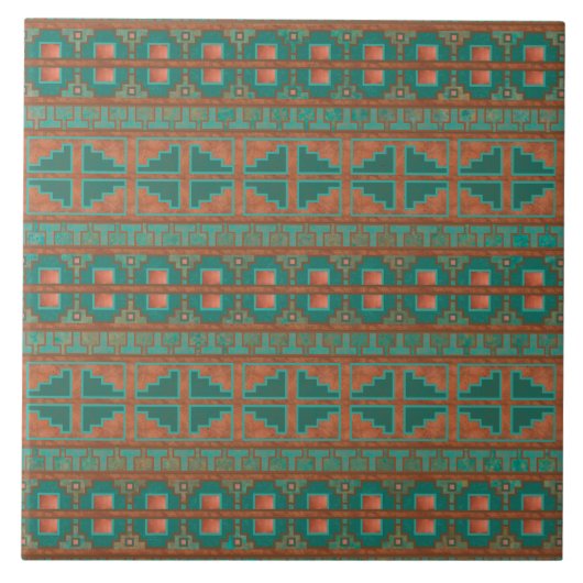 Aquamarines geometrisches Muster für Kupfer im Süd Fliese (Vorderseite)