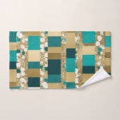 Aquamarines geometrisches Muster in Grün und Gold  Handtuch (Handtuch)