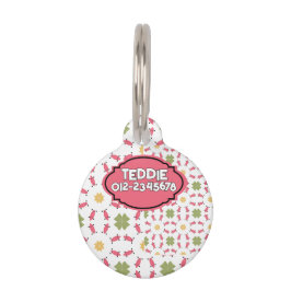 Aquamarines geometrisches Muster in Rosa und Gold Haustiermarke