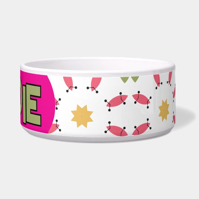 Aquamarines geometrisches Muster in Rosa und Gold Napf (Rechts)