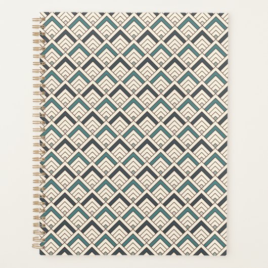 Aquamarines geometrisches Muster Planer (Vorderseite)