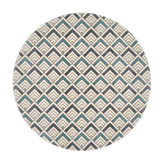 Aquamarines geometrisches Muster Schneidebrett (Vorderseite)