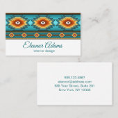 Aquamarines geometrisches Muster Visitenkarte (Vorne/Hinten)