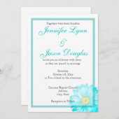 Aquamarines Gerber Gänseblümchen-einfache Einladung (Vorne/Hinten)